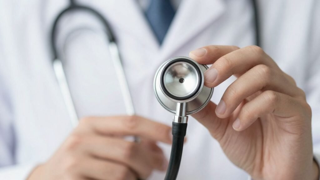 Medical professional holding a stethoscope