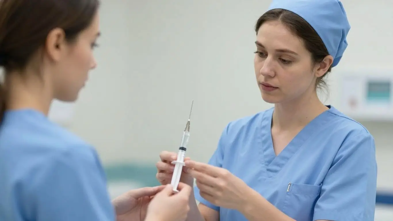 Nurses practicing delegation skills in a medical setting.