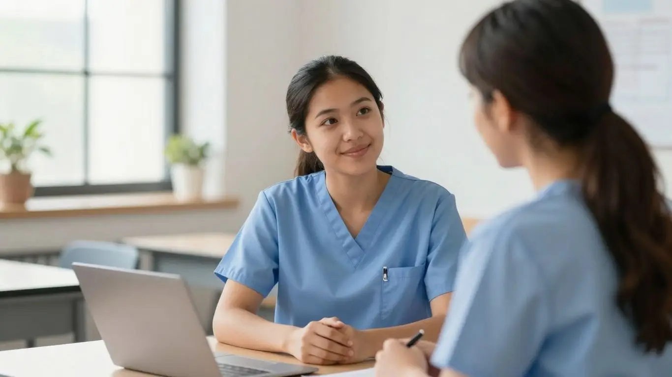 CNA student in classroom learning