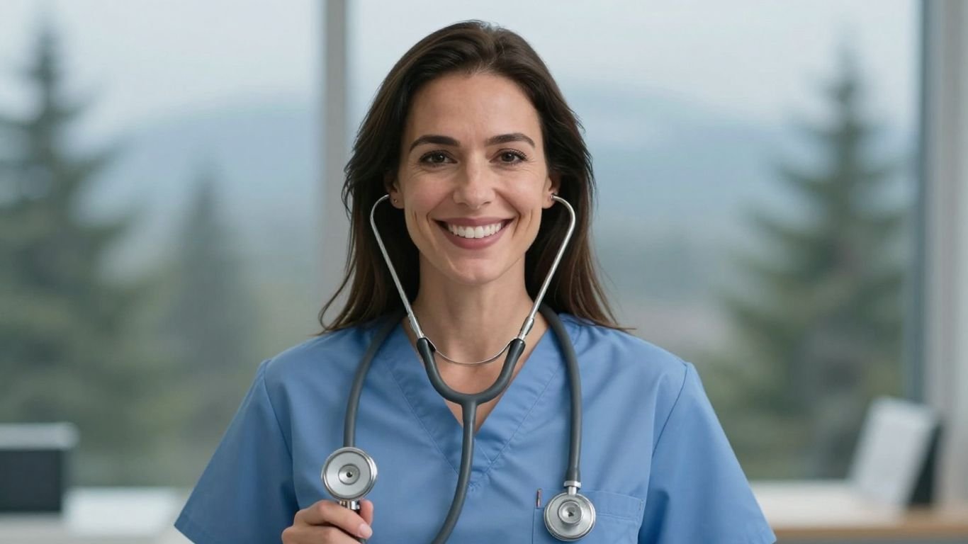 Medical assistant in Washington State with stethoscope.