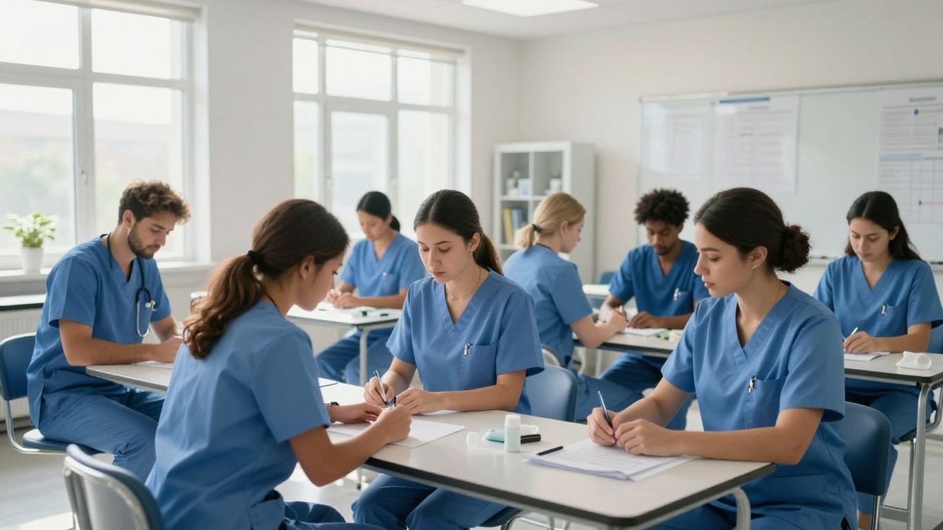 Students learning CNA skills in a Washington State classroom.