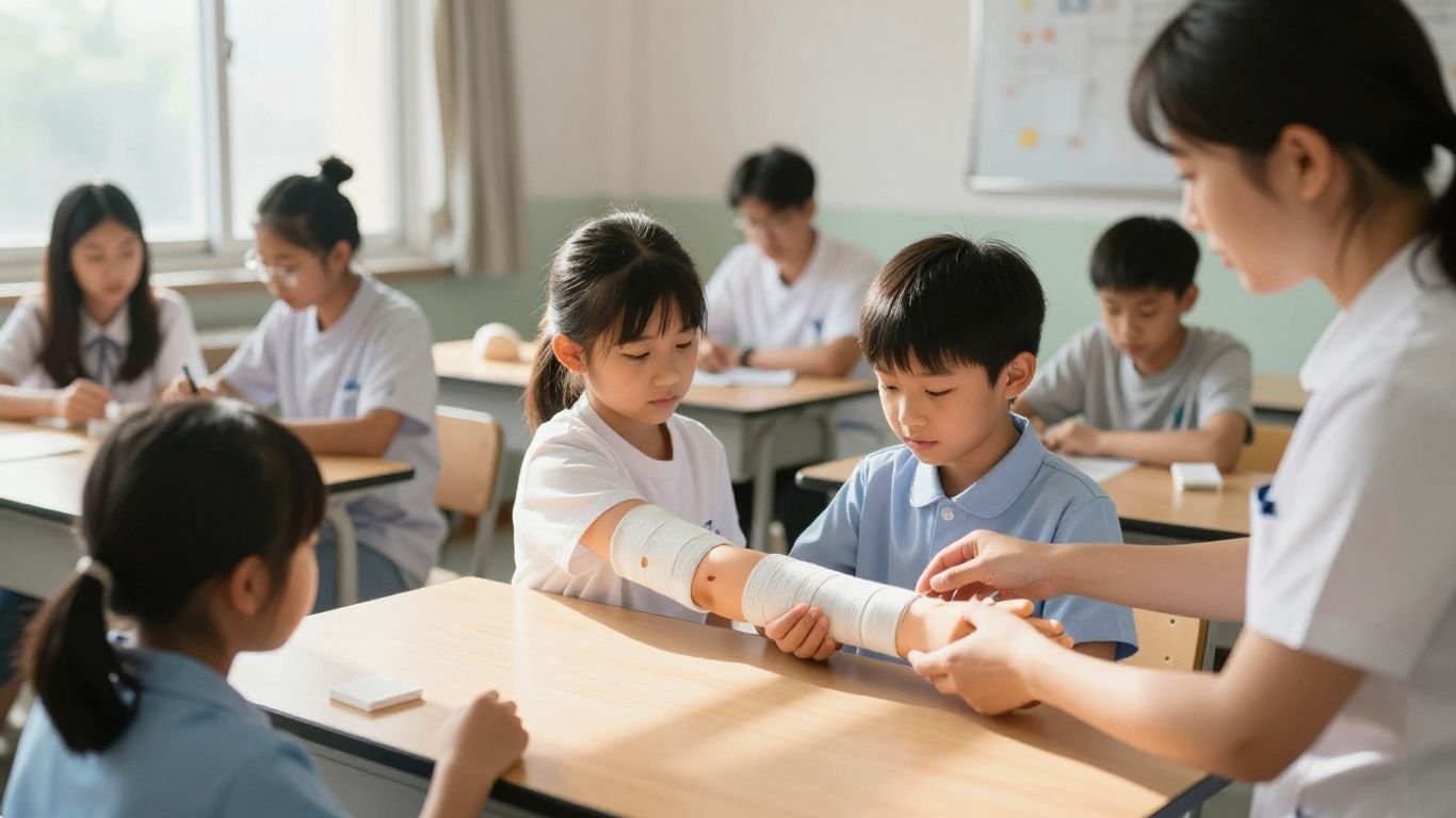 Students learning CNA skills in a classroom setting.