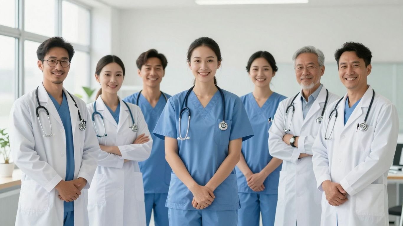 Medical assistants in a modern clinic