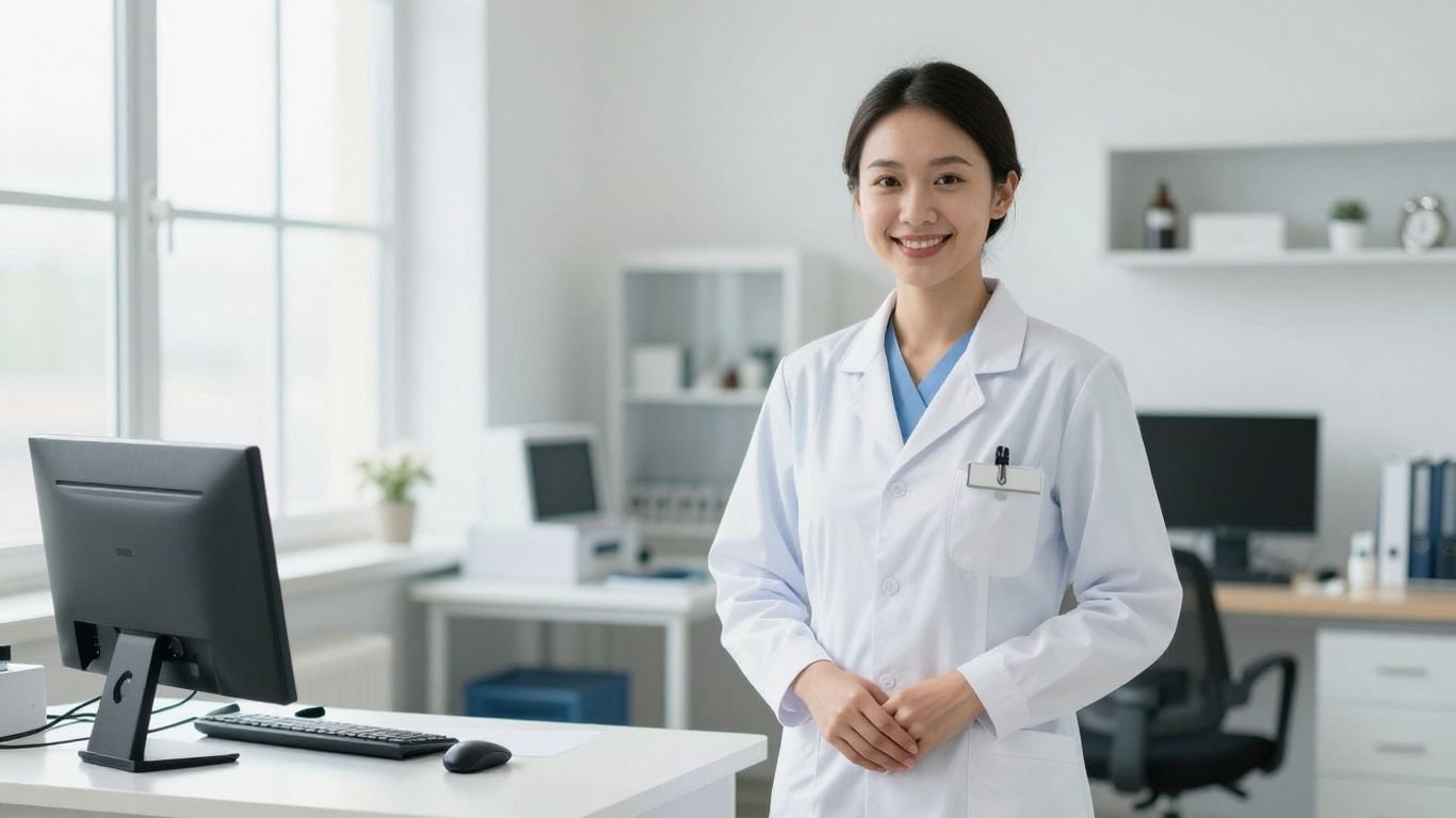Medical administrative assistant in a clinic.
